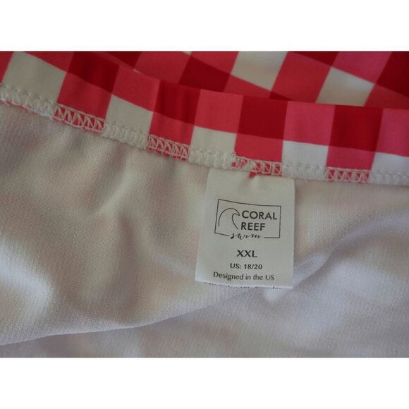 Coral Reef Women's retro red & white gingham ruffle swim bottom XXL (18/20) - Picture 5 of 6